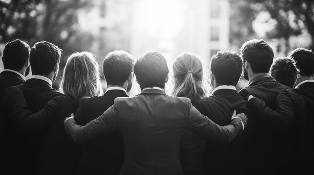 Business Team Huddle, Generative AI - Powered by Adobe