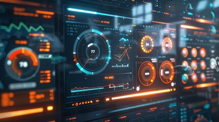 Obraz premium Ultra-sharp photograph of a digital dashboard with detailed brand awareness insights and analytics