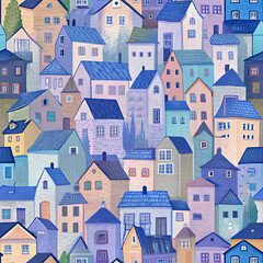 Naklejka premium Bright Architectural Sketches. Houses and Buildings