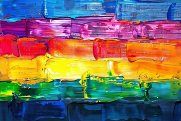 Abstract Acrylic Painting Representing the Vibrant Pride Flag Colors
