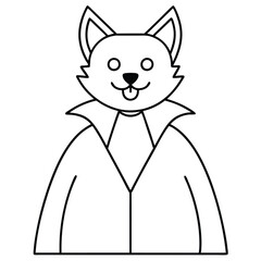 Colorful Halloween Fox as Vampire Illustration - Black and White Vector Art.