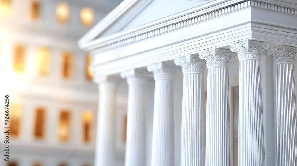 Aufkleber close-up view of a classic white building with columns, representing architecture and historical sig