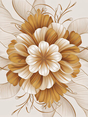  A stunning and captivating floral illustration featuring a harmonious arrangement of large, vibrant gold and white flower