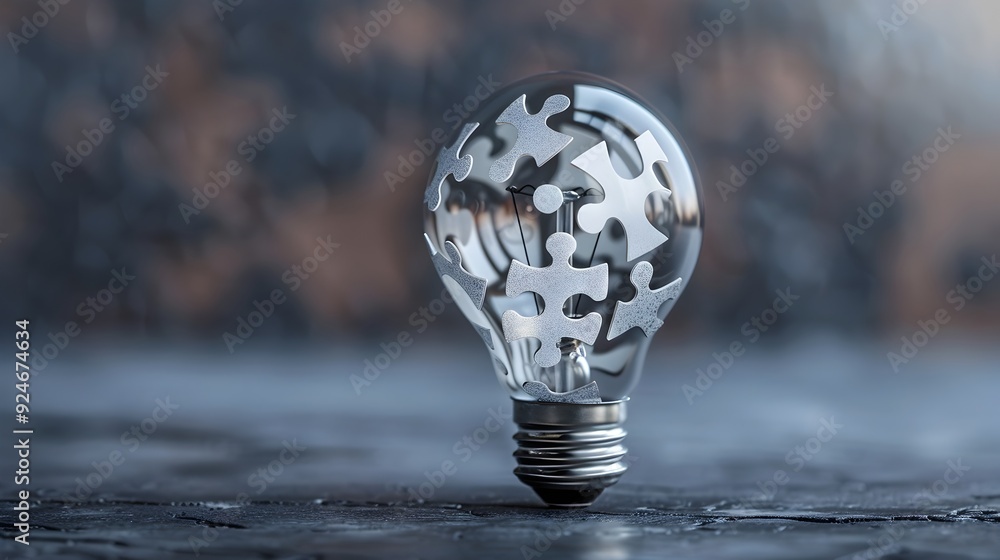 Aufkleber transparent lightbulb filled with puzzle pieces reflecting problem solving strategy