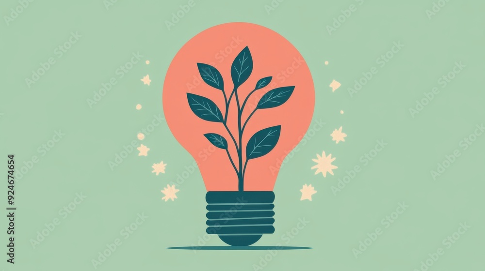 Poster illuminating paths of diverse growth - minimalistic light bulb with branching lines, insight, and de