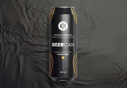 Black Aluminum Beer Can Mockup