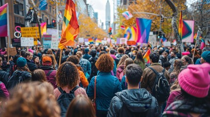 Inspiring LGBT Activist Rally in City Park with Engaged Audience.