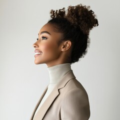 Black girl with a smile, isolated on a transparent background