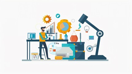 Career and technical education clipart, vocational training, flat art, simple cartoon 2D emblem