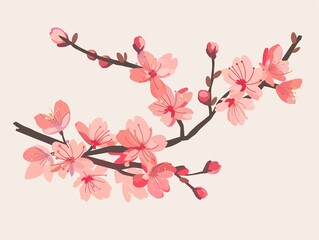 Naklejka premium Cherry blossom festival clipart, spring bloom, flat art, simple cartoon 2D emblem