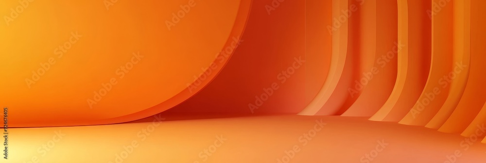 Poster a minimalist, abstract background featuring curved orange shapes creating a modern and stylish backd