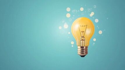 Illuminating Growth: Light Bulb with Ripples of Ideas - Flat Design Concept