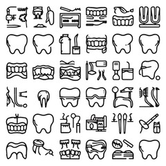 Set of 30 outline icons related to solar dental. Linear icon collection. Editable stroke. Vector illustration