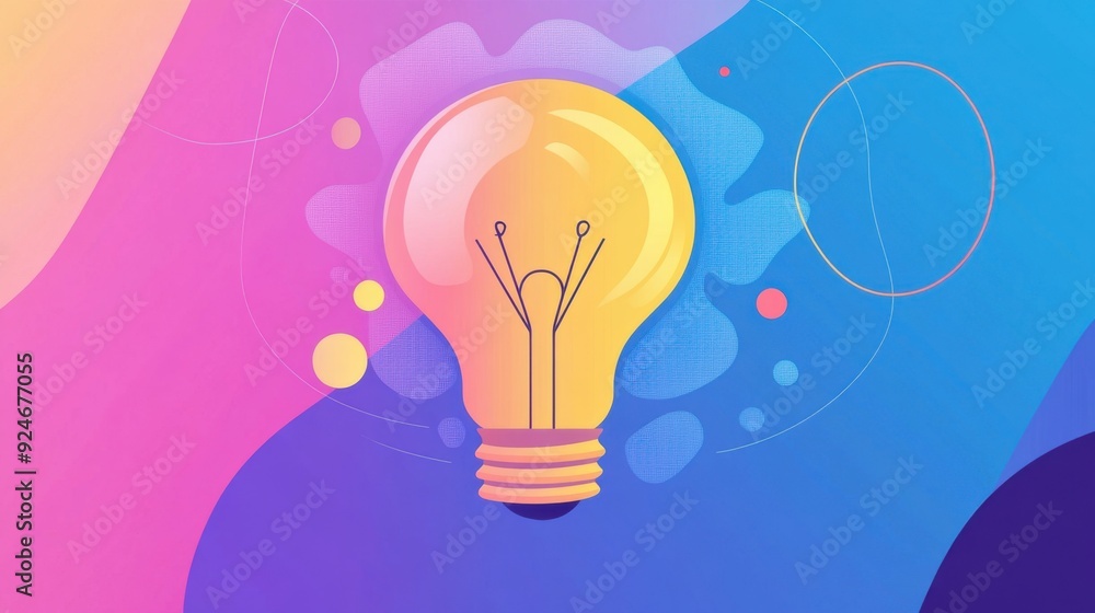 Aufkleber illuminating ideas: light bulb symbol with overlapping circles for growth - flat design conceptual i