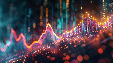 Obraz premium A grow chart with neon red line.