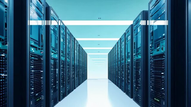 Cutting-Edge Cloud Server Infrastructure with Security Scanners in 4K Data Center Animation