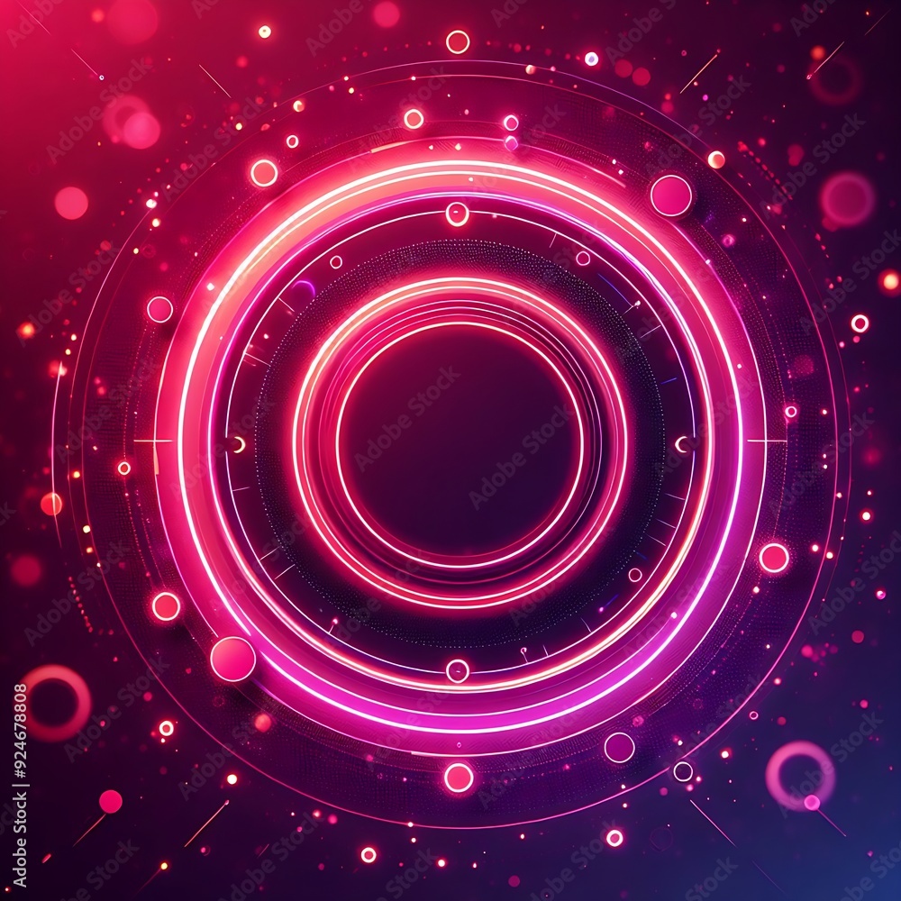 Poster a colorful, glowing circle with a black center. the circle is surrounded by a multitude of smaller c