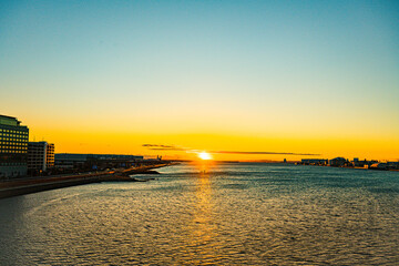 多摩川河口　初日の出、日の出、