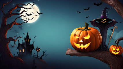 Fototapeta premium Halloween concept background, Halloween wallpaper, spooky and cute halloween background, ai generated