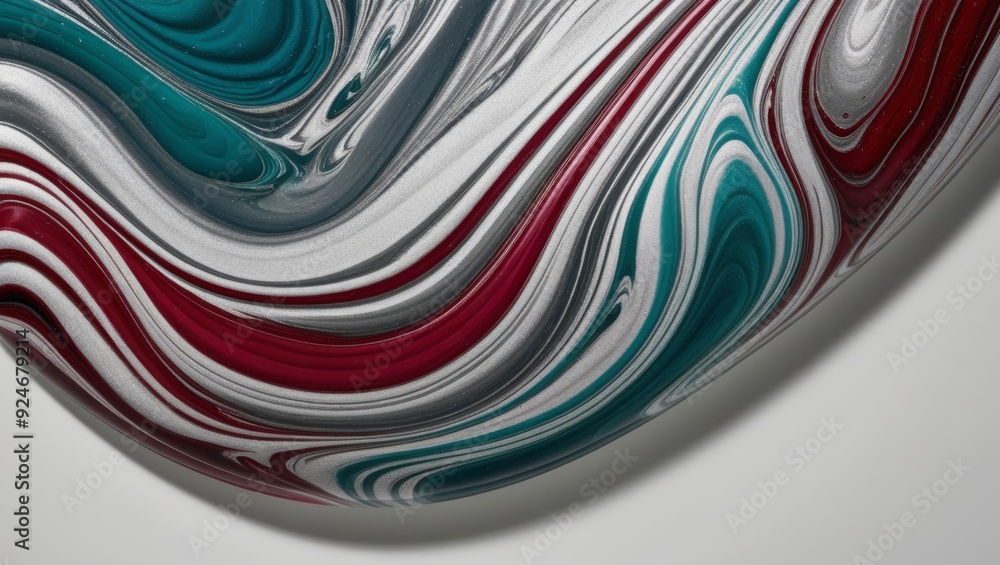 Wall mural Abstract art background with swirling colors. White, grey, teal, red paint