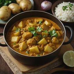 Traditional Indian dish potato curry, Aloo masala,