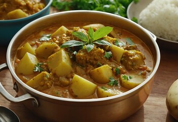 Traditional Indian dish potato curry, Aloo masala,