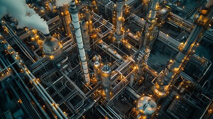 Busy Industrial Factory Showcasing Complex Machinery and Workers.