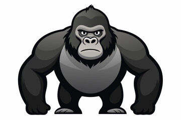 Naklejka premium Cartoon Gorilla with a Serious Expression