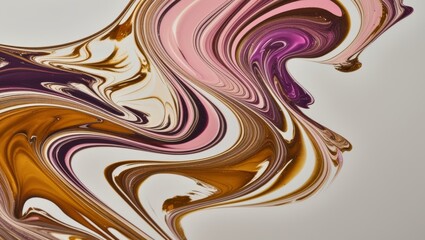 Abstract swirl painting in shades of pink, purple, brown and white.