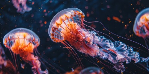 Obraz premium Beautiful Transparent Jellyfish Displayed in the Image