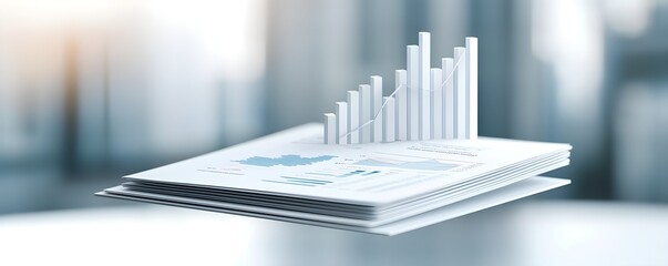 Obraz premium Modern financial report with graphs and charts demonstrating growth and analysis in a professional office setting.