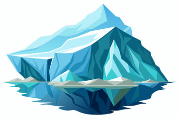 A Large Iceberg with Sharp Edges Reflecting in the Water