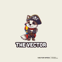 Fototapeta premium A dog wearing pirate custom mascot, vector, logo, character, cartoon, illustration, eps10