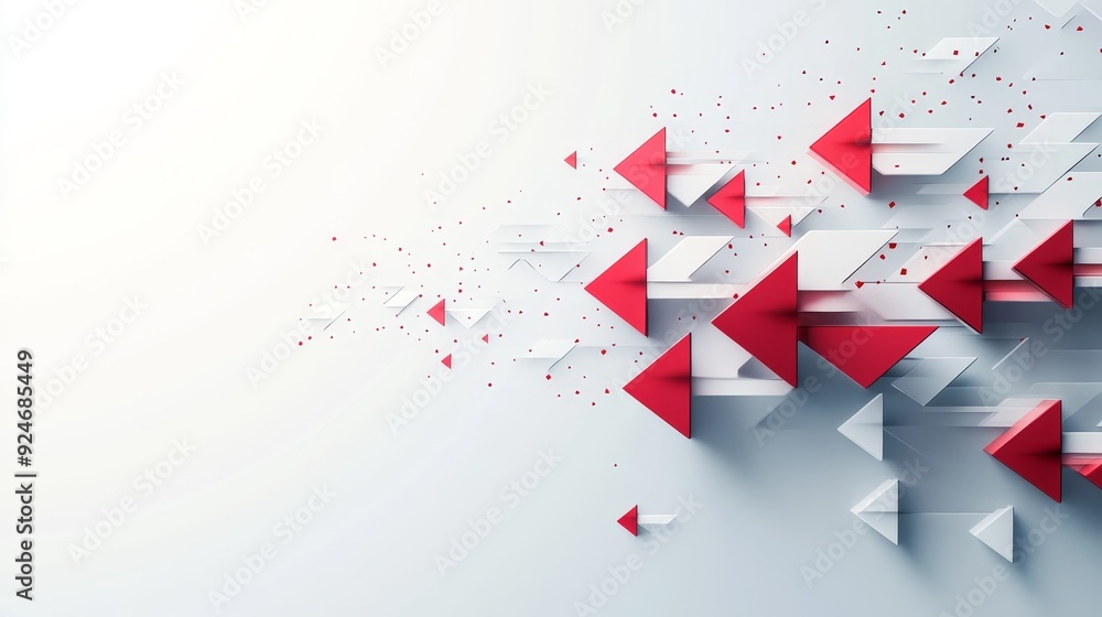Aufkleber abstract arrow design featuring red and white arrows pointing towards the right, symbolizing progres