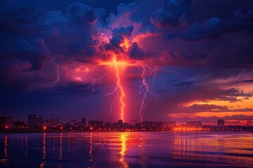 Dramatic Lightning Storm Showcasing Unpredictable Natural Power.