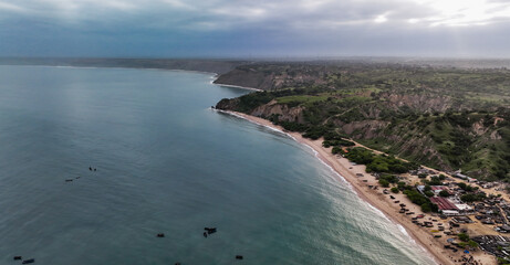 Aerial view of the Green Coast of Angola showcasing the coastline and lush landscapes