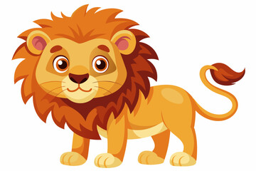 Fototapeta premium A Cartoon Illustration of a Smiling Lion with a Fluffy Mane and Tail