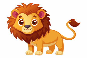 Cartoon Illustration of a Cute Standing Lion
