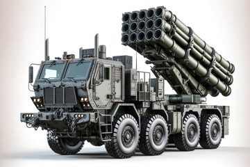 HIMARS missile launcher in urban camouflage