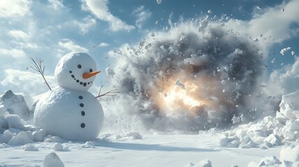 Obraz premium Snowman Facing an Avalanche.