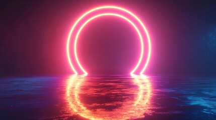 Vivid Neon Sign in an Abandoned Space with Blue Lighting