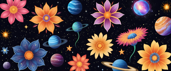 Galactic Blooms: Cosmic Clipart for Out-of-This-World Designs