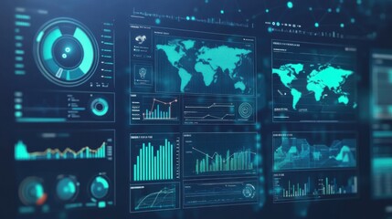 Futuristic Predictive Analytics Dashboard with AI Insights - Flat Design Illustration