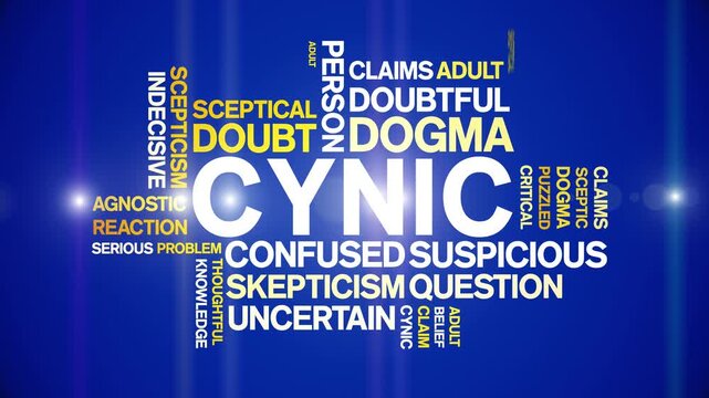 Cynic animated word cloud;text design animation tag kinetic typography seamless loop.