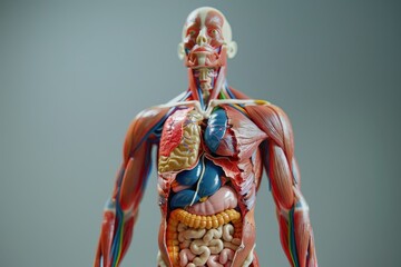 A man's body is shown in a very detailed and colorful way