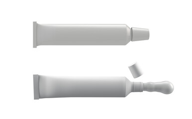 3D rendering, Set Cosmetic Tube packaging mock up, close and open cap package, isolated on white background.