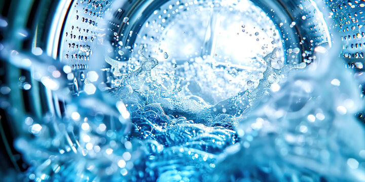 Washing drum with water inside