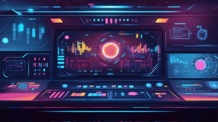 Obraz premium Futuristic Holographic Display - Cutting-Edge Visual Innovation Flat Design Illustration