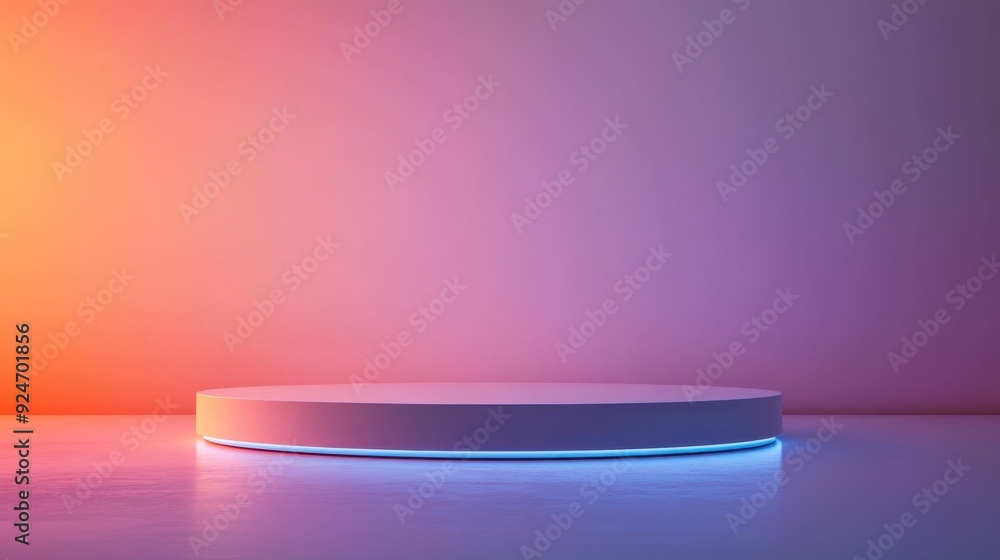 Poster minimalist 3d rendered podium on soft gradient background