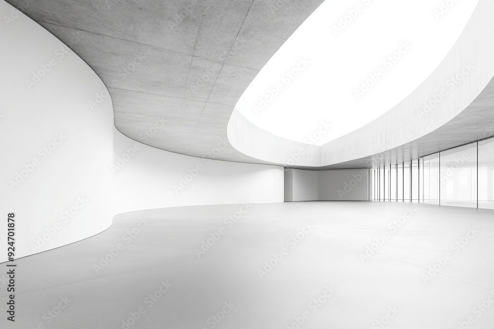Poster minimal abstract architecture concrete design museum showcase with curved walls